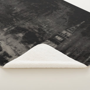 Cobertor Sherpa Black and Taupe Distress Skyline Veneice Itália