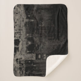 Cobertor Sherpa Black and Taupe Distress Skyline Veneice Itália