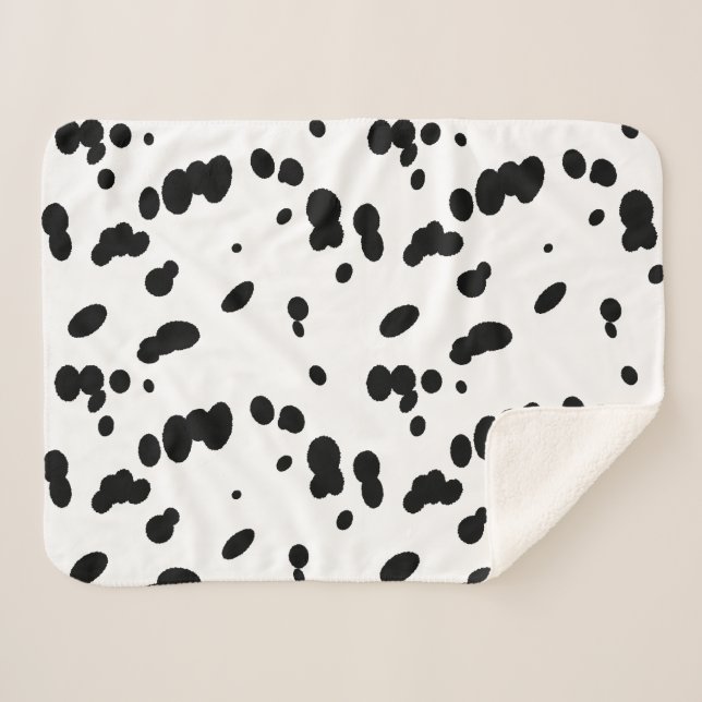 Cobertor Sherpa Black and White Dalmatian Spots Dog Fur  (Frente (Horizontal))