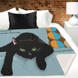 Cobertor Sherpa Black Cat Funny Sassy Blue