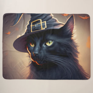Cobertor Sherpa Black Cat Halloween