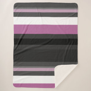Cobertor Sherpa Black, Cinza e White Stripes