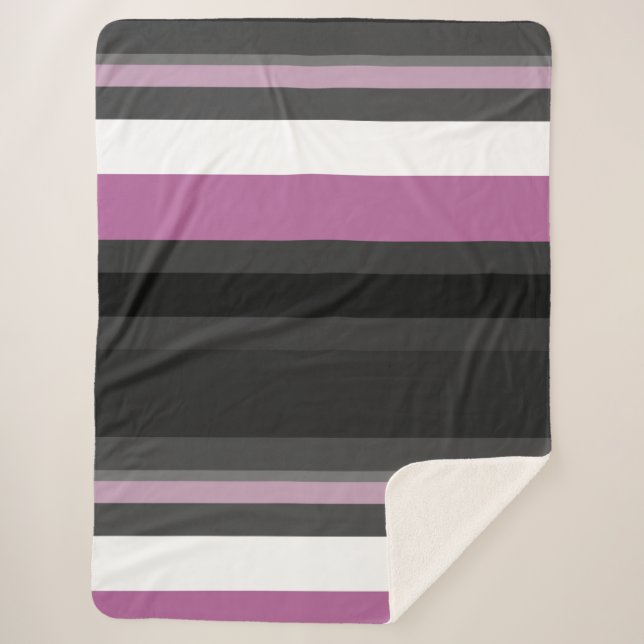 Cobertor Sherpa Black, Cinza e White Stripes (Frente)