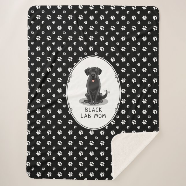 Cobertor Sherpa Black Lab Mãe (Labrador Retriever Mãe) Cachorro Mã (Frente)
