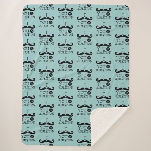 Cobertor Sherpa Black Robin Egg Blue Mustache Humor (Frente)