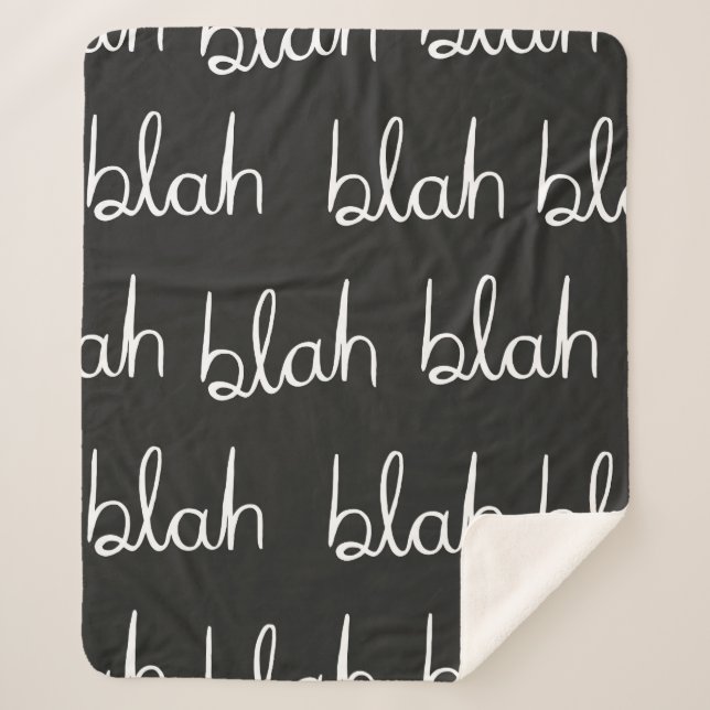 Cobertor Sherpa Blah blah padrão perfeito.  (Frente)