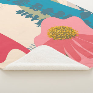 Cobertor Sherpa Blocos de cores modernas artísticas do Echinacea A