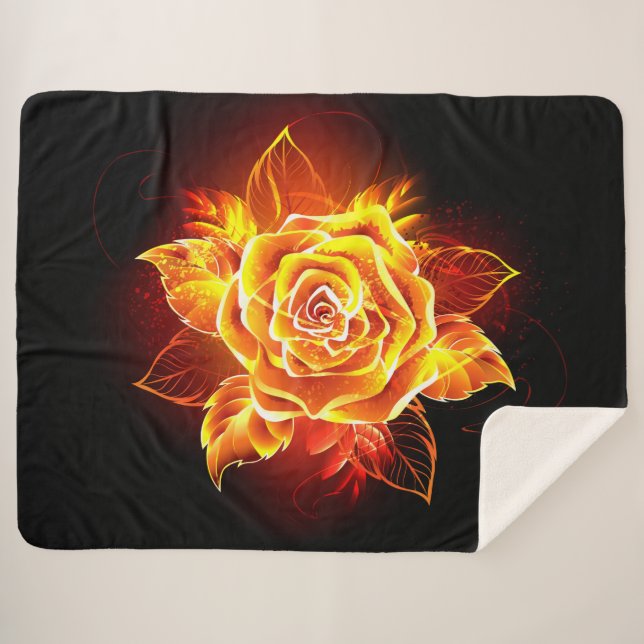 Cobertor Sherpa Blooming Fire Rosa (Frente (Horizontal))