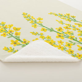 Cobertor Sherpa Blooms Florais de Citrina Moderna Amarelo