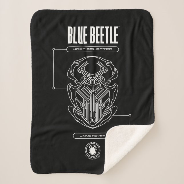 Cobertor Sherpa Blue Beetle Scarab Tech Graphic (Frente)