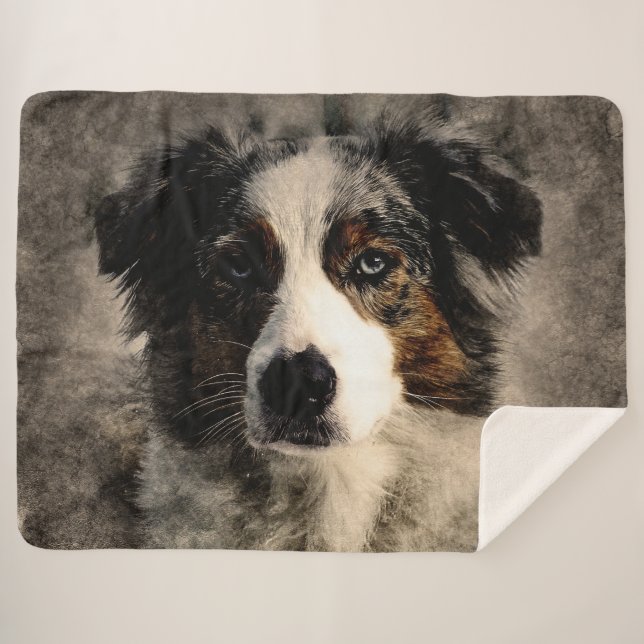 Cobertor Sherpa Blue Collie (Frente (Horizontal))