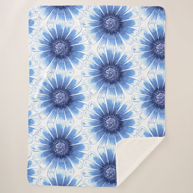 Cobertor Sherpa Blue Daisy Sherpa Blanket (Frente)
