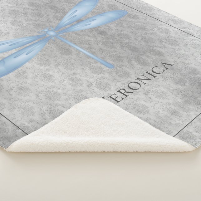 Cobertor Sherpa Blue Dragonfly Damask (3/4)