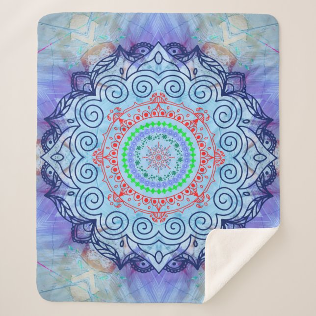 Cobertor Sherpa Blue Mándala (Frente)