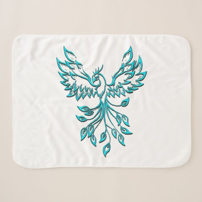 Cobertor Sherpa Blue Phoenix nasce em branco (Frente (Horizontal))