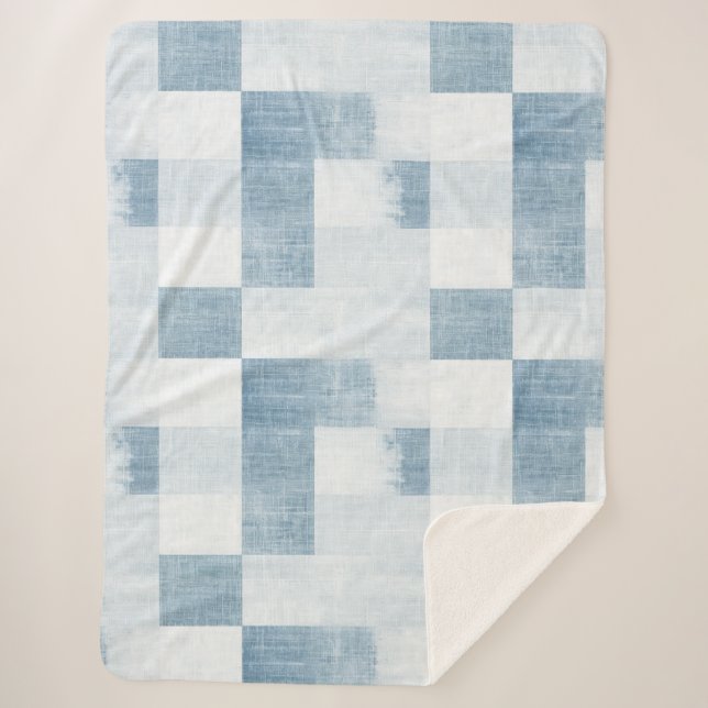 Cobertor Sherpa Blue White Denim Jean Christmas (Frente)
