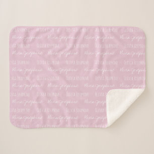 Cobertor Sherpa Blush rosa Baby Girl Blanket Nome personalizado re