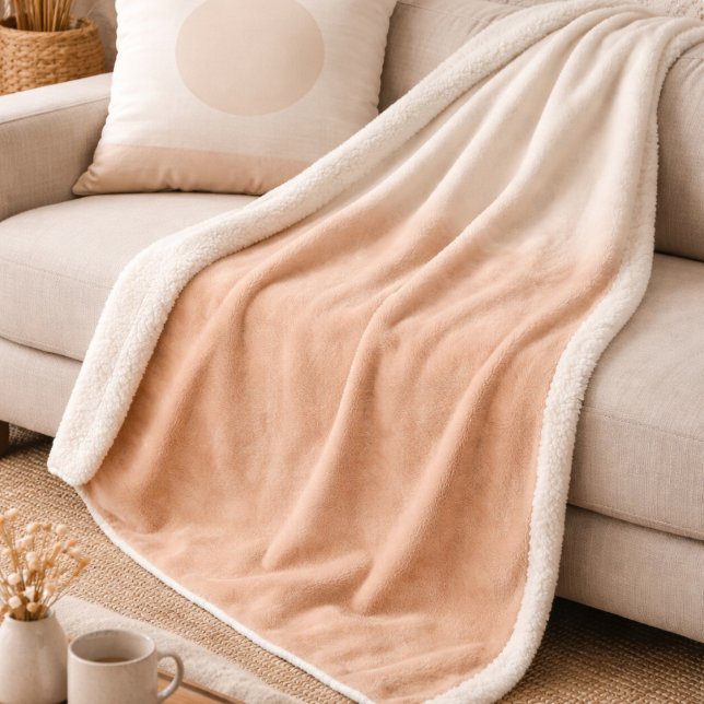 Cobertor Sherpa Blush Taupe Sky Fade Sherpa Blanket (Ivory to blush gradient with cloud overlay for refined feminine spaces)