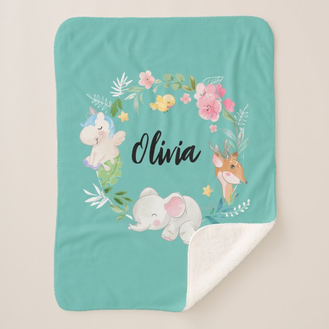 Cobertor Sherpa Boho animais florestais sherpa blankings (Frente)