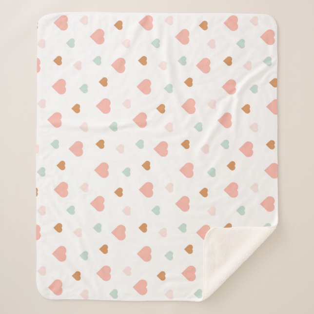 Cobertor Sherpa Boho baby girl pastel ama corações (Frente)