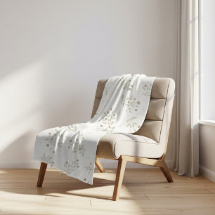 Cobertor Sherpa Boho Chic Folhas e Bagas Botânicas Padrão 