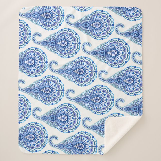 Cobertor Sherpa Boho Chic Paisley Seamless Oriental (Frente)