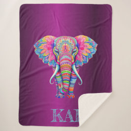 Cobertor Sherpa Boho Elephant - Design de Mandala Personalizado