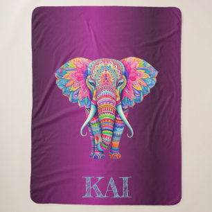 Cobertor Sherpa Boho Elephant - Design de Mandala Personalizado