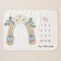 Boho Floral Fibra Arco-Íris Milestone Bebê