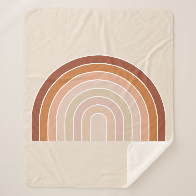 Cobertor Sherpa Boho Rainbow Beige Terracotta (Frente)
