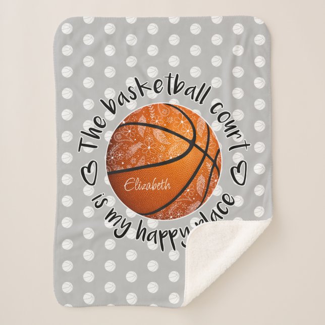 Cobertor Sherpa boho temático a quadra de basquete é o meu lugar f (Frente)