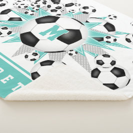 Cobertor Sherpa bola de futebol de chá leve estrelas salão esporti