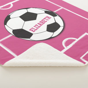 Cobertor Sherpa Bola de Futebol Personalizada e Rosa de Campo