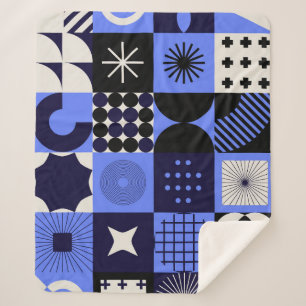 Cobertor Sherpa Bold Geométrico Bauhaus - Padrão Retrofuturista