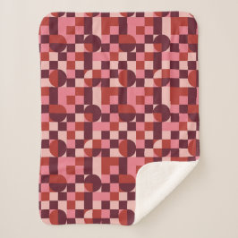 Cobertor Sherpa Bold Pink and Red Retro Geometric Pattern