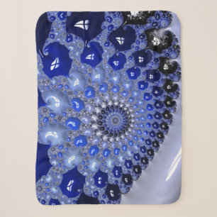 Cobertor Sherpa Bolhas Fractais Abstratas em Azul Ombre