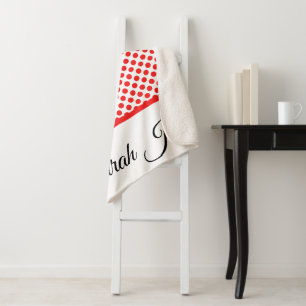 Cobertor Sherpa Bolinhas brancas clássicas vermelhas   Nome person