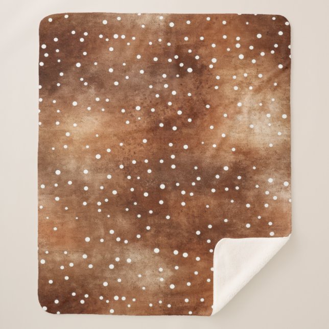 Cobertor Sherpa Bolinhas de aquarela em castanho e branco de café  (Frente)