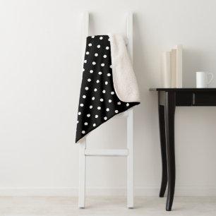 Cobertor Sherpa Bolinhas negras e brancas elegantes minimalistas