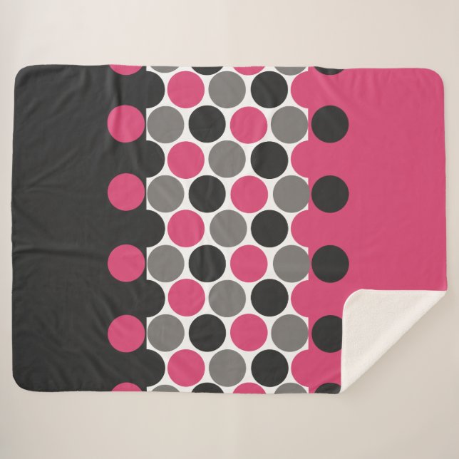 Cobertor Sherpa Bolinhas rosa e Cinza (Frente (Horizontal))
