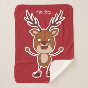 Cobertor Sherpa Bolsa de nome personalizado de Reindeer Engraçado