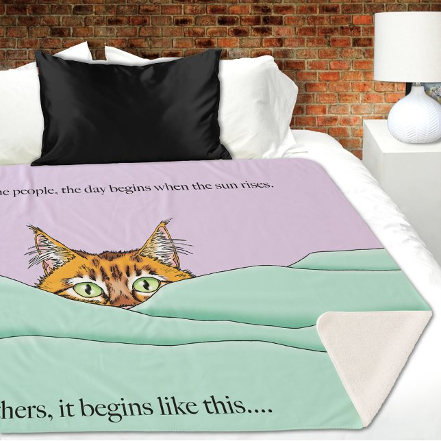 Cobertor Sherpa Bom Dia Laranja Gato Engraçado (Criador carregado)