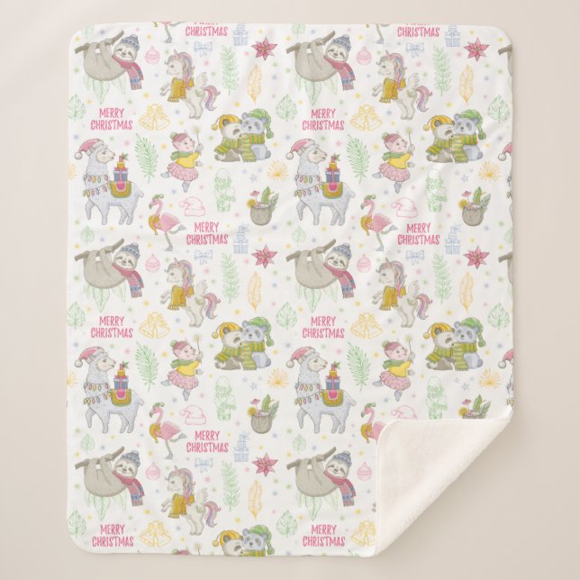 Cobertor Sherpa Bom Natal Tropical (Frente)