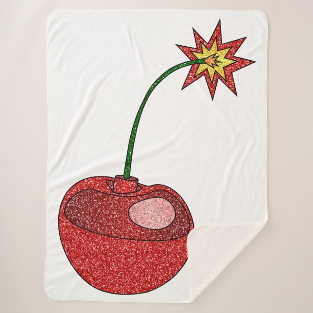Cobertor Sherpa Bomba de Cherry com brilho (Frente)