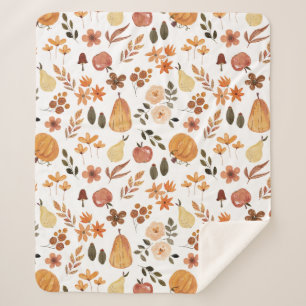 Cobertor Sherpa Bombas Florais de Aquarelas e Folhas