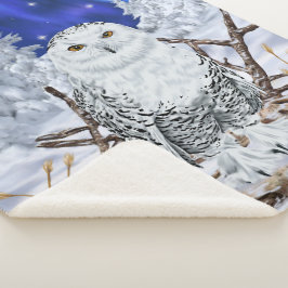 Cobertor Sherpa Bonita coruja de neve na Impressão de neve