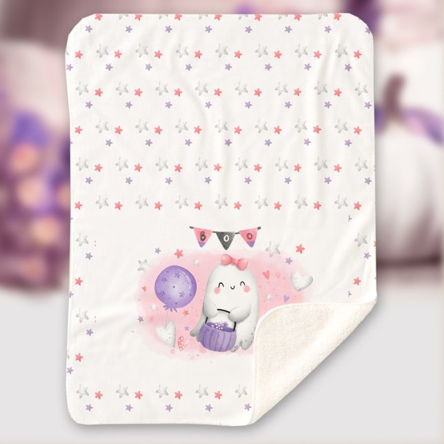 Cobertor Sherpa Bonita Halloween Bebê Sherpa Blanket (Cute Halloween Baby Sherpa Blanket Girl)