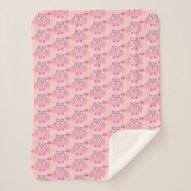 Cobertor Sherpa Bonita Rosa Te Ama Coruja Sherpa Blanket (Frente)