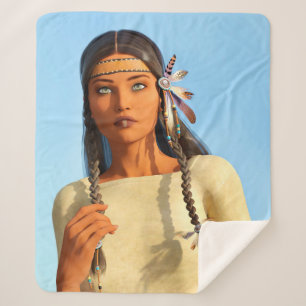 Cobertor Sherpa Bonita roupa de Indígenas de mulher nativa america
