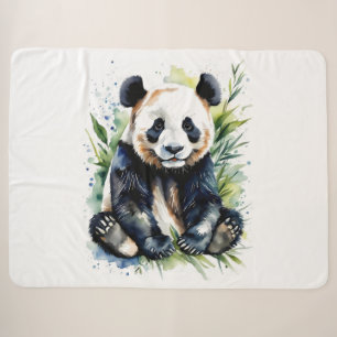 Cobertor Sherpa Bonita Watercolor Panda Bear